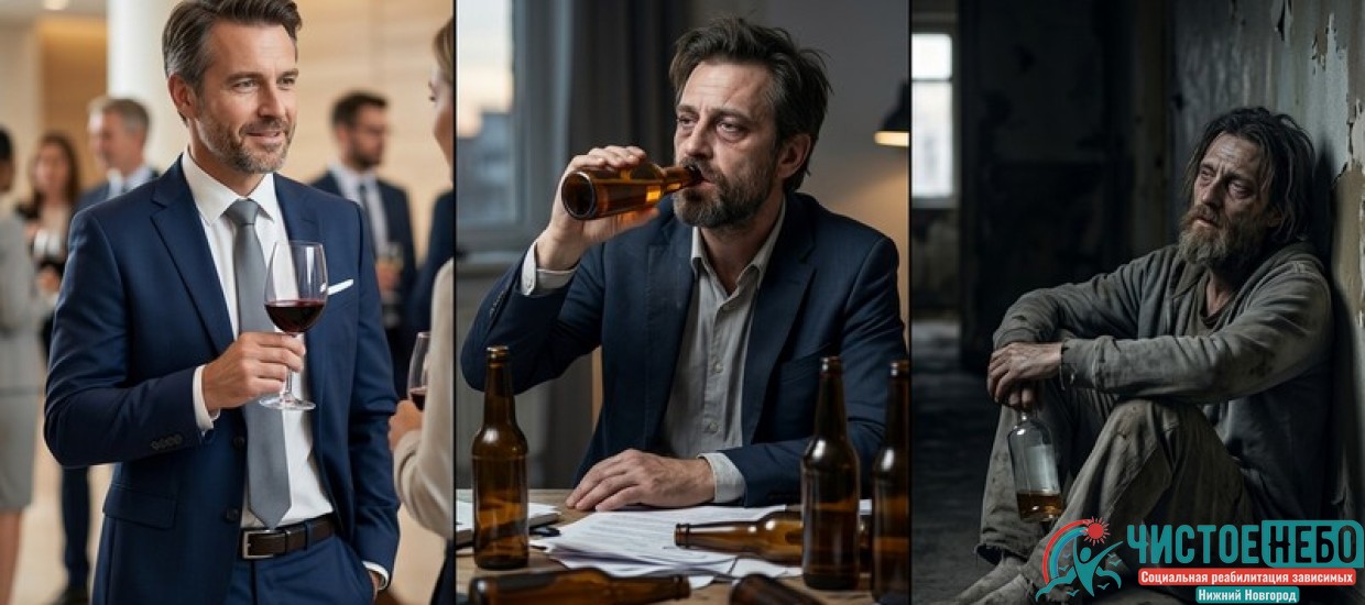 Три стадии алкоголизма